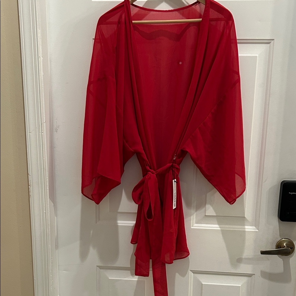 Forever 21 Vibrant Red Sheer Robe